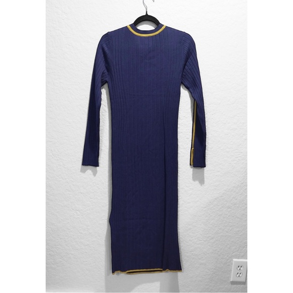 Daily Practice Anthropologie Long Sleeve Sporty Sweater Dress Size M Blue Yellow - Picture 5 of 10